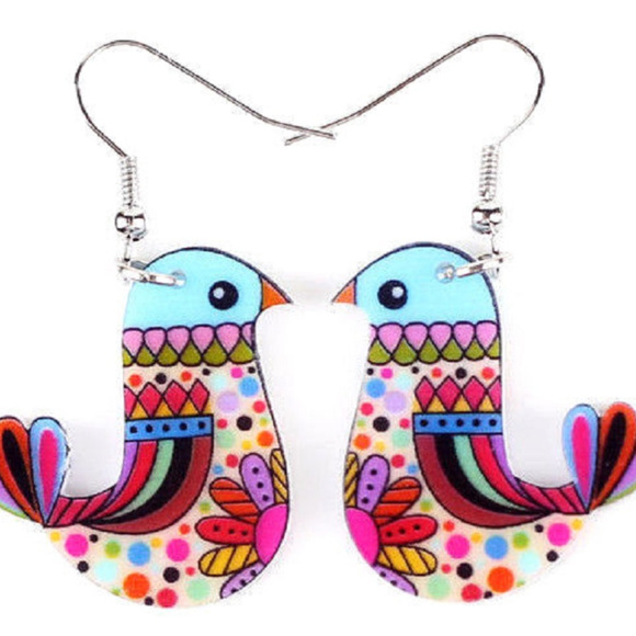 Bonsy Jewelry - New Colorful Bird Earrings Dangle Drop Retro Look